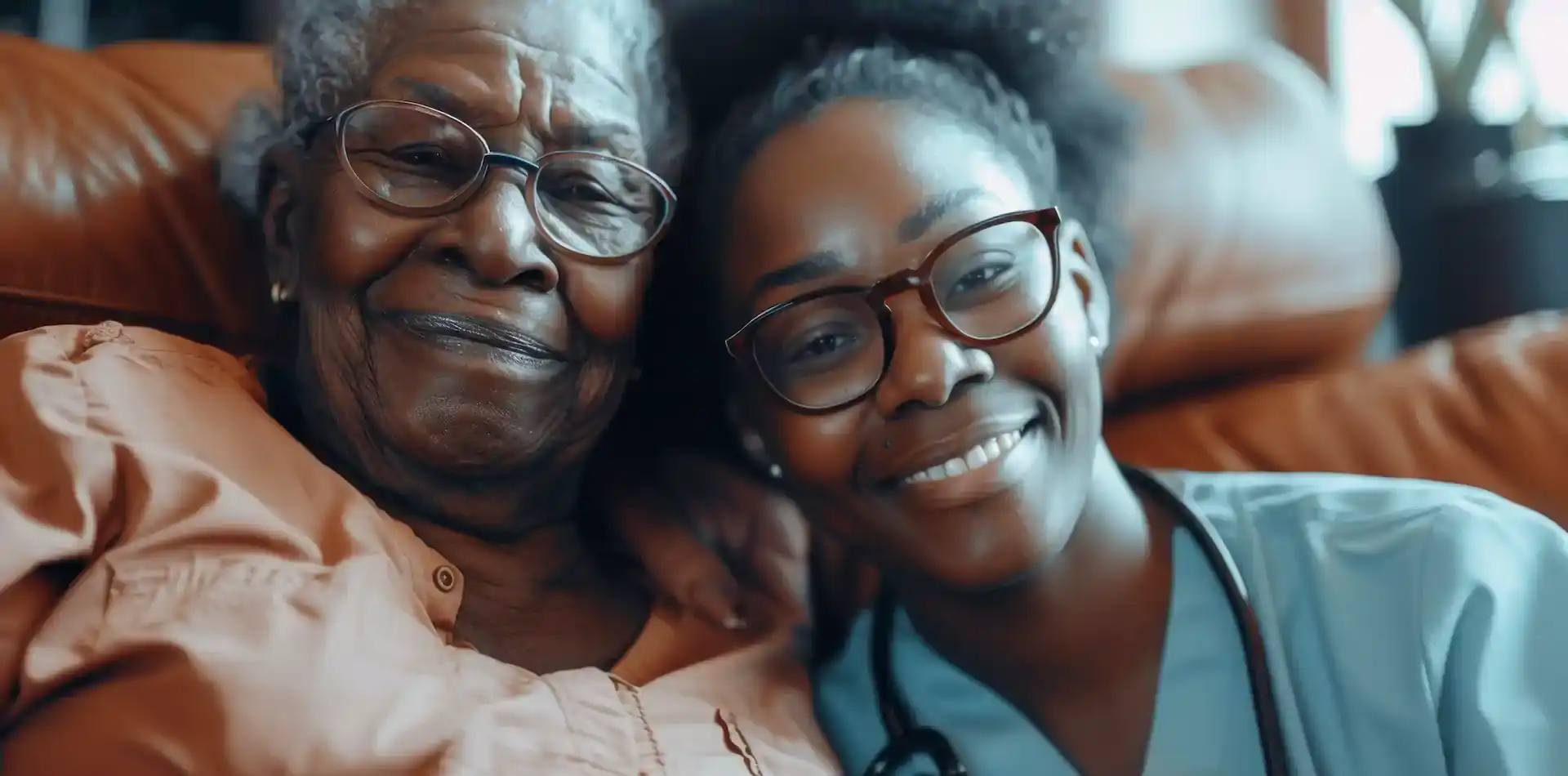 black femal doctor and patient smiling